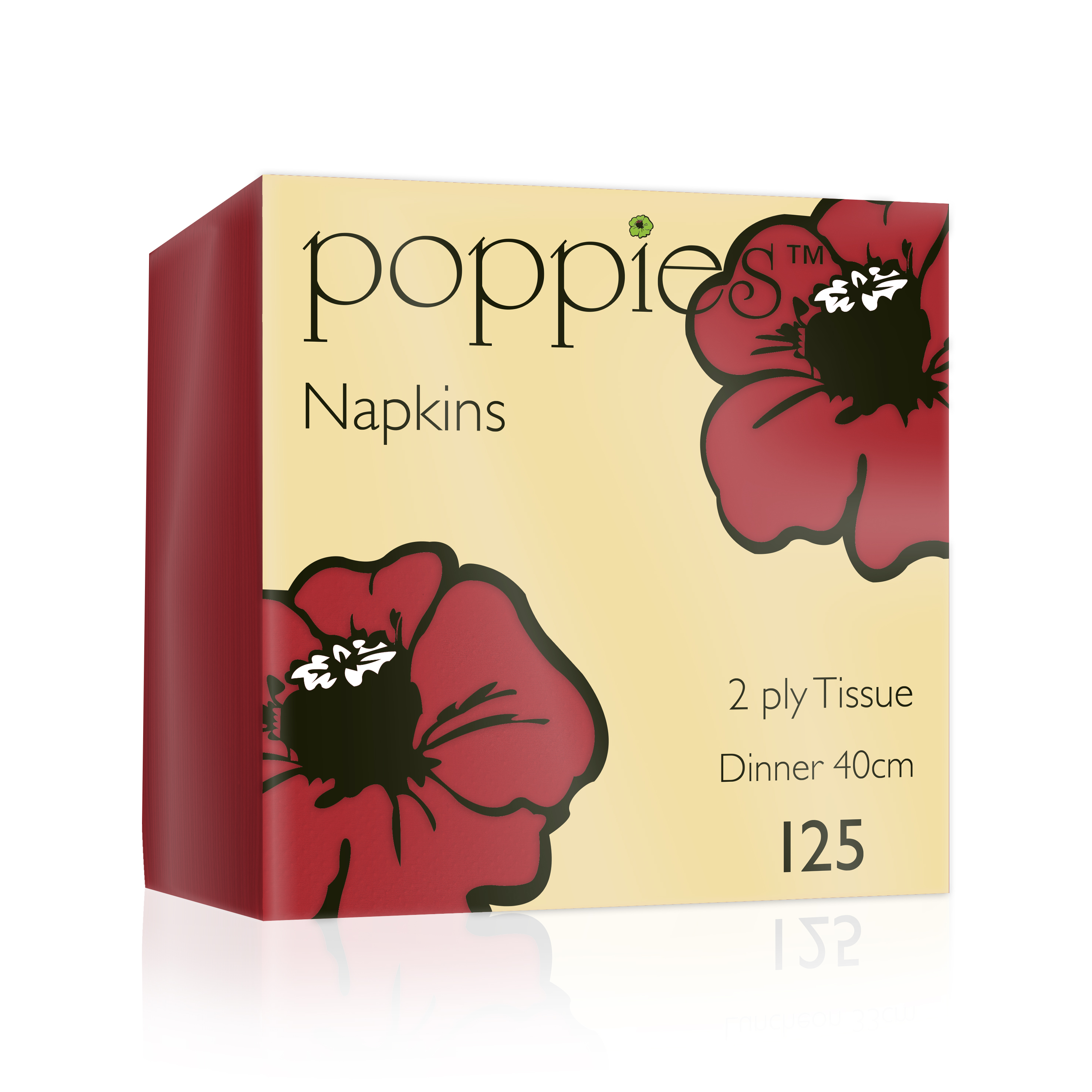 2Ply Red Napkins 40x40cm - 4 Fold