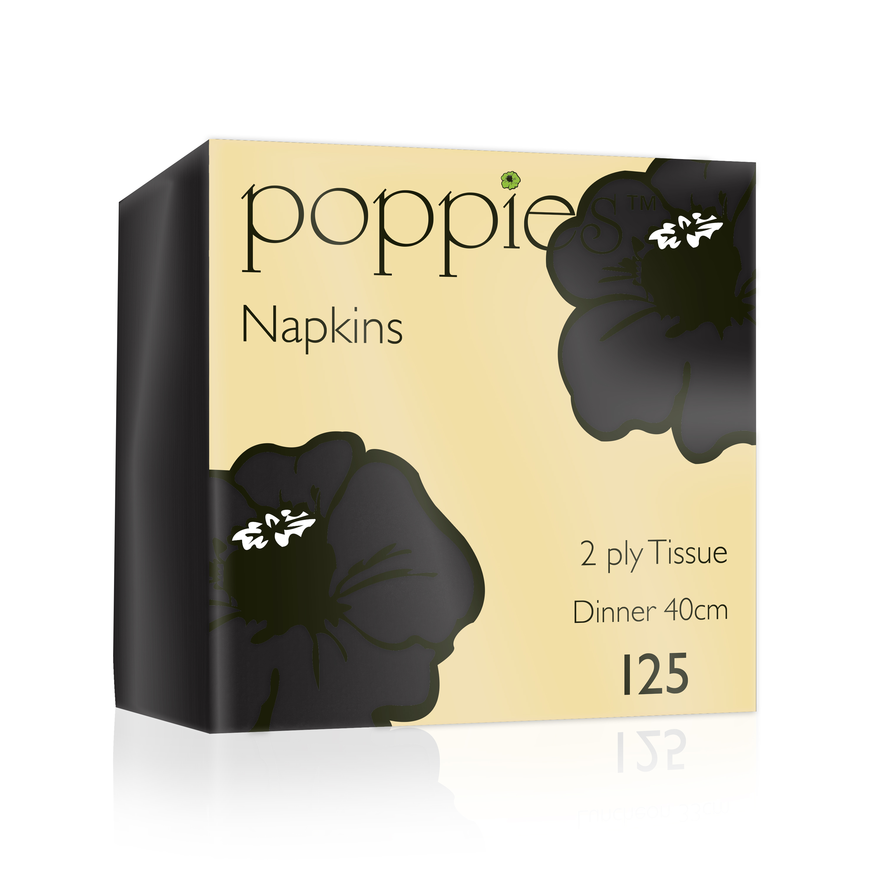 2Ply Black Napkins 40x40cm - 4 Fold