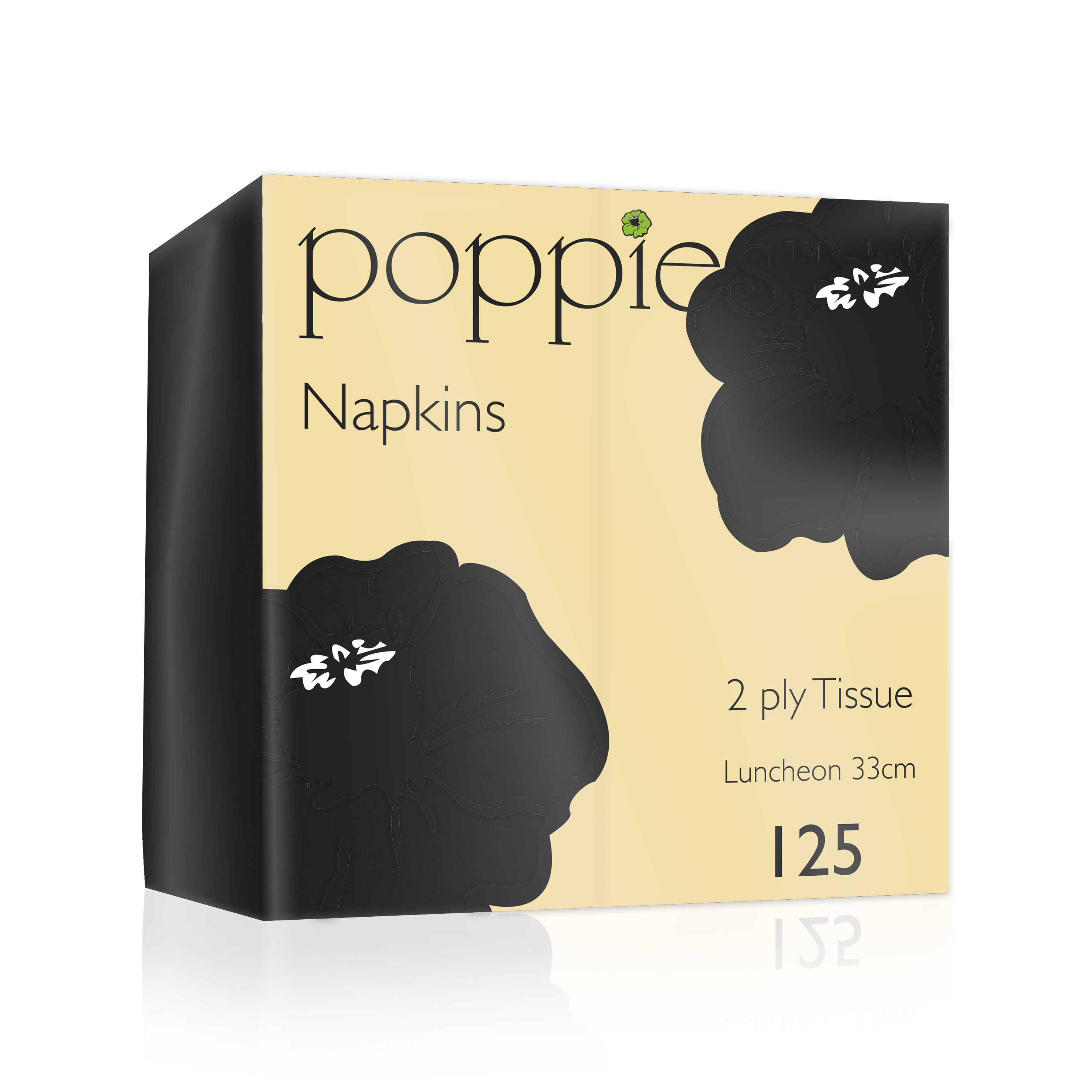 2Ply Black Napkins 33x33cm - 8 Fold