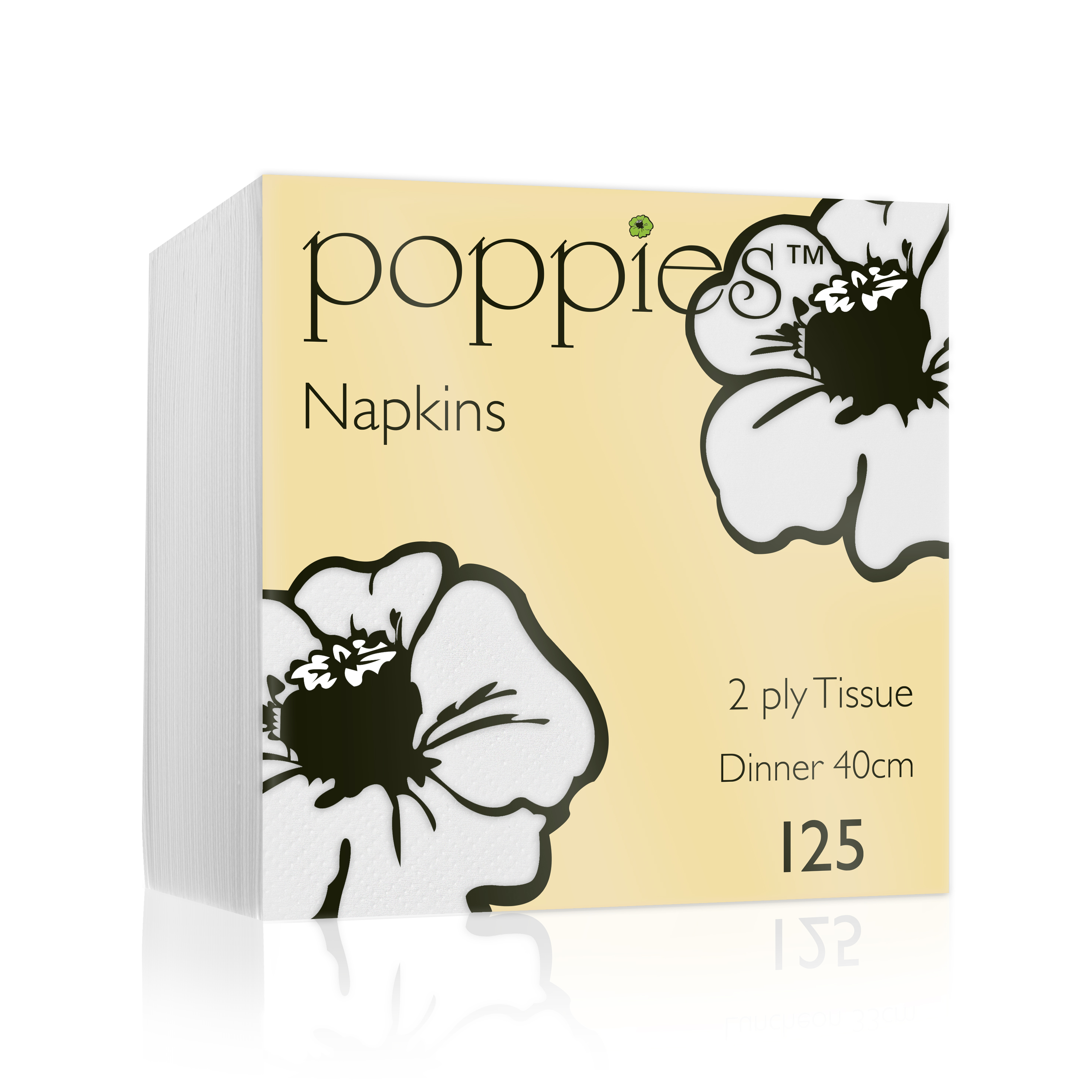 2Ply White Napkins 40x40cm - 4 Fold