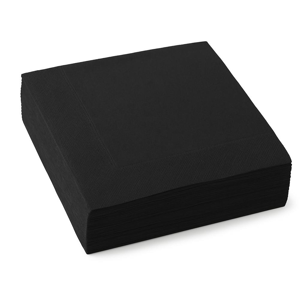 2 Ply 24cm Cocktail Napkins Black - 4 Fold