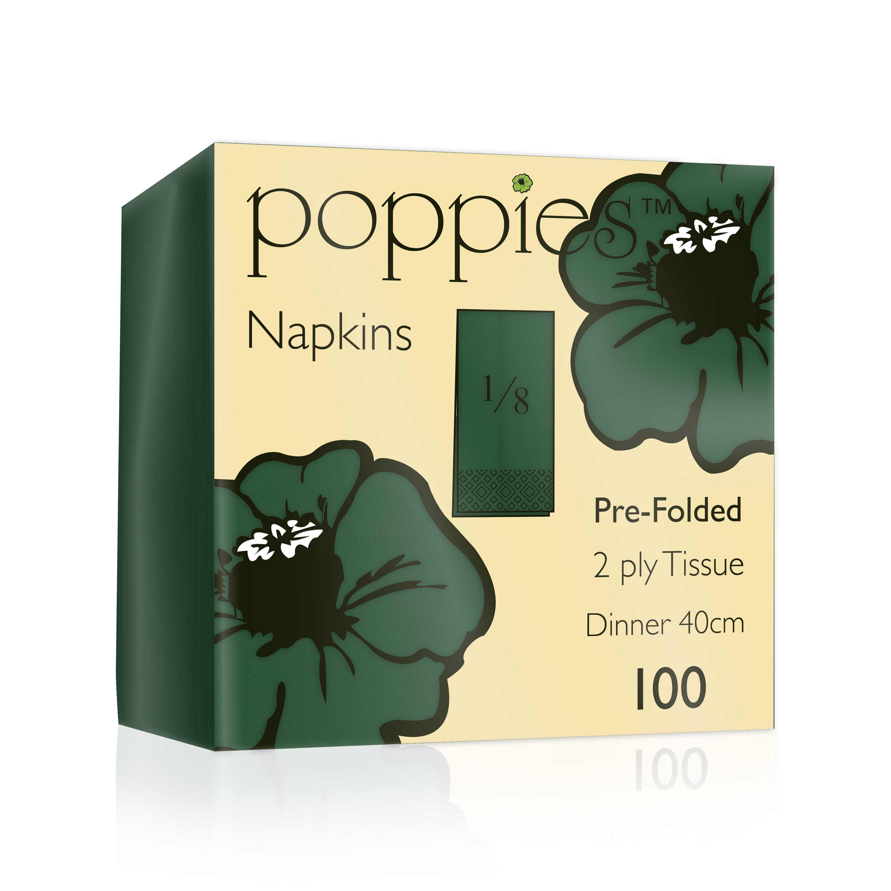 2Ply Forest Green Napkins 40x40cm - 8 Fold