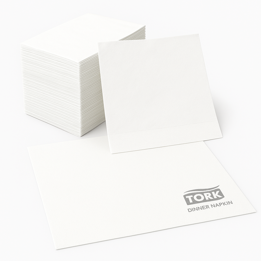 White 8 Fold Dinner Napkin 2 Ply 39cm