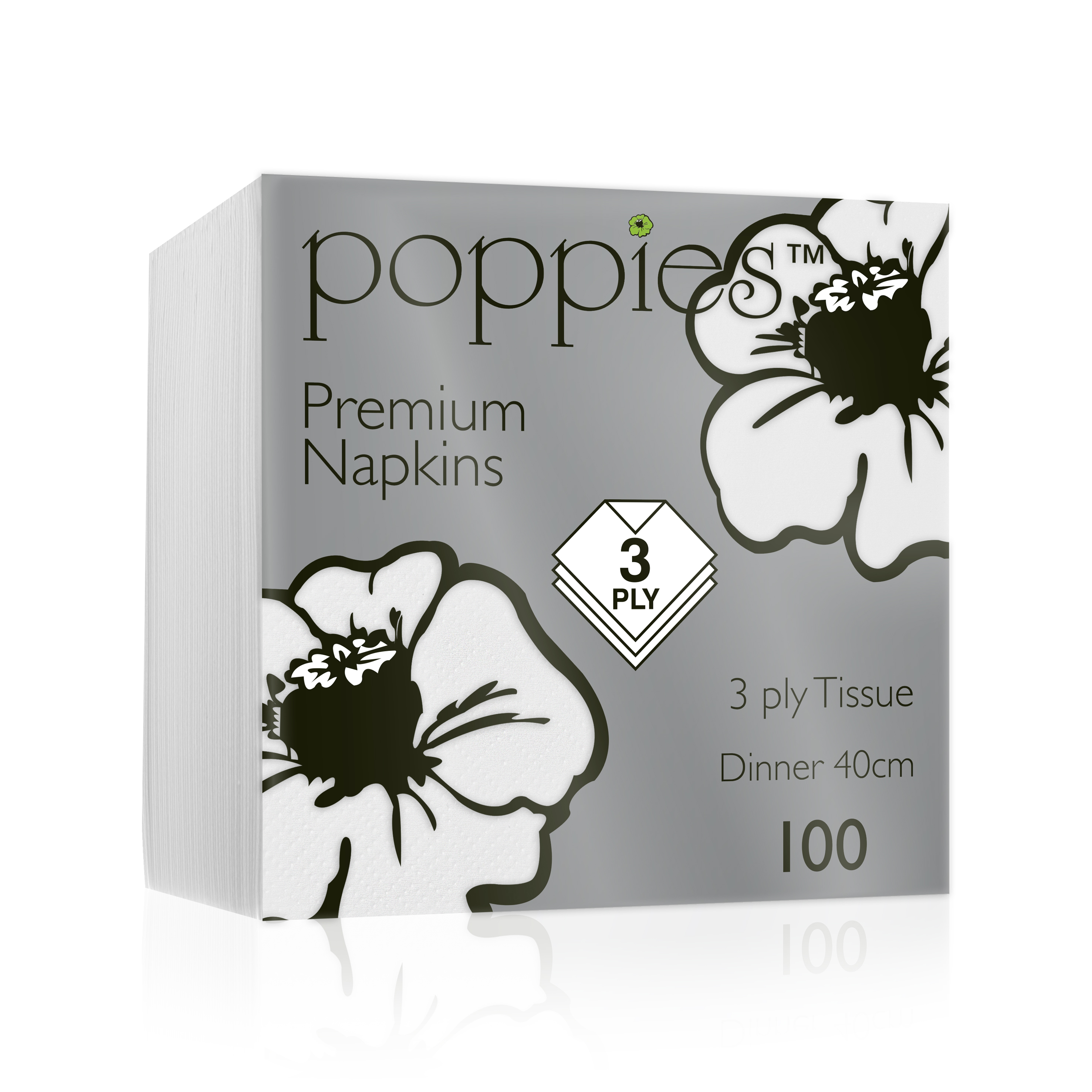3Ply White Napkin 40x40cm - 4 Fold